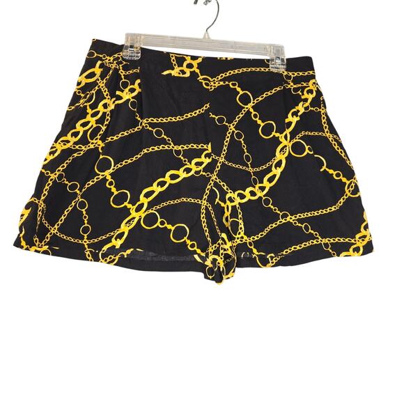 Decree Womens XL Shorts Flowy Gold Chain All Over Print Pockets Beach Festival - Picture 1 of 14